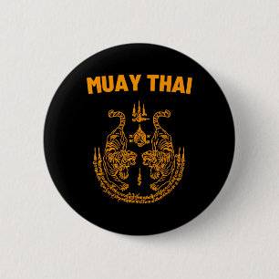 Muay Thai Mma Fight Tattoo Twin Tiger Kickboxing T 2 Inch Round Button