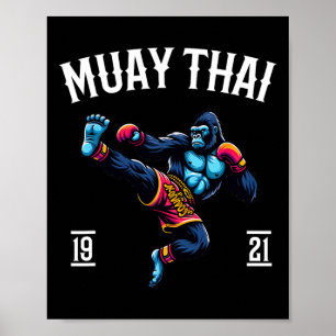 Muay Thai Monkey - Kickboxing And Monkey Thai Boxi Poster