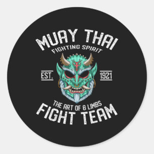 Muay Thai Oni Demon Fight Team - Nak Muay, Kickbox Classic Round Sticker