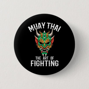 Muay Thai Oni Mask - Thai Boxing And Kickboxing Gi 2 Inch Round Button