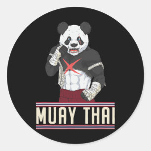 Muay Thai Panda Kickboxing Fighter  Classic Round Sticker