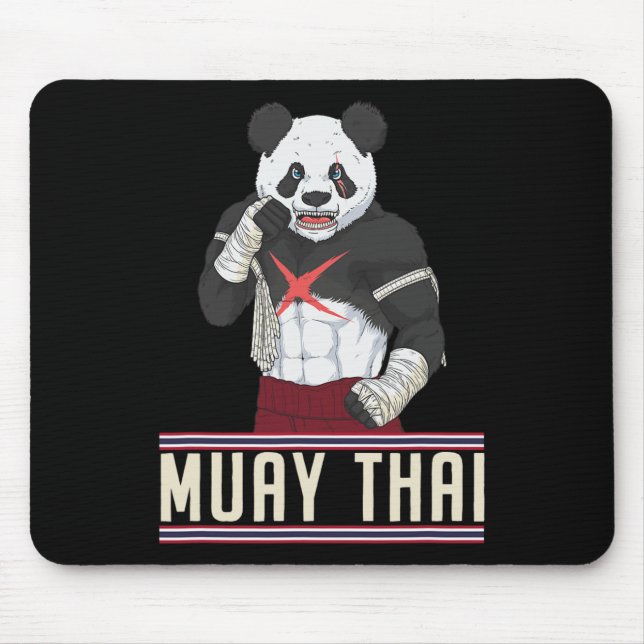 Muay Thai Panda Kickboxing Fighter  Mouse Pad (Front)