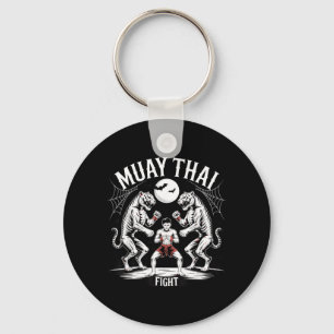 Muay Thai Sak Yant Tiger Halloween Kick Boxing MMA Keychain