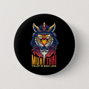 Muay Thai Samurai Tiger Thai Boxing Graphic 2 Inch Round Button