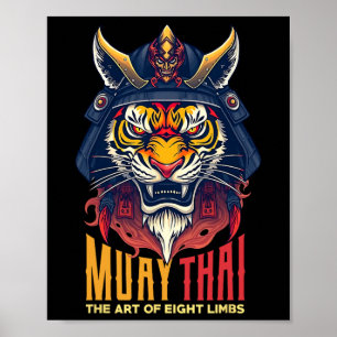 Muay Thai Samurai Tiger Thai Boxing Graphic  Poster