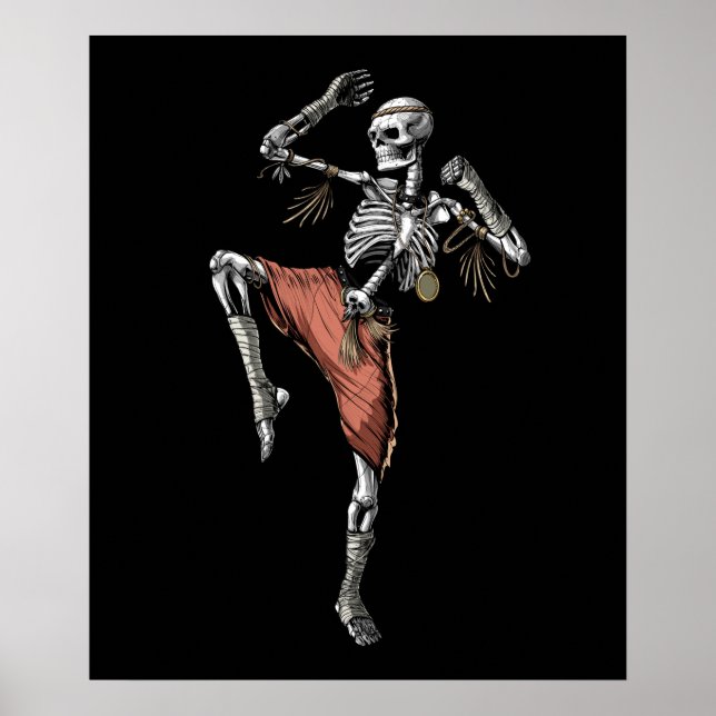 Muay Thai Skeleton Poster (Front)