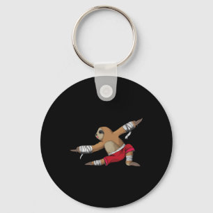 Muay Thai Sloth At Kickboxing As Karate Kick Marti Keychain