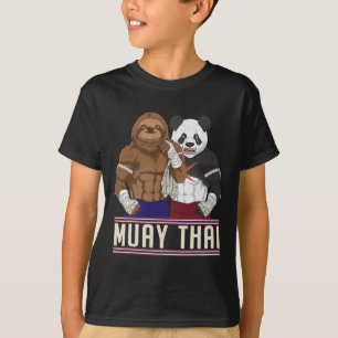 Muay Thai Sloth Panda Kickboxing Fighter  T-Shirt