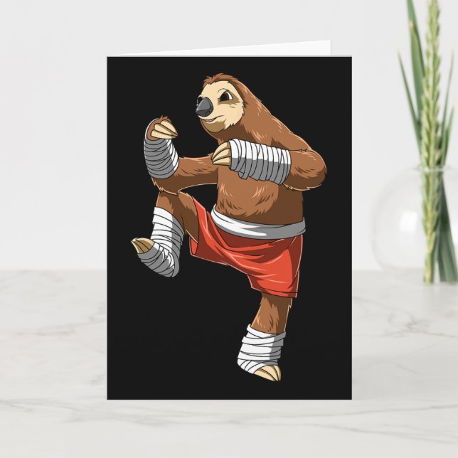 Muay Thai Sloth - Thai Boxing And Kickboxing  Card (Front)