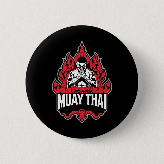 Muay Thai Thai Boxing 1  2 Inch Round Button (Front)