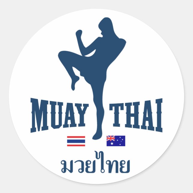 Muay Thai Thailand Australia Classic Round Sticker (Front)