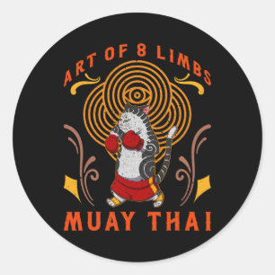 Muay Thai Thailand Fist Ring Knee Fighter Techniqu Classic Round Sticker