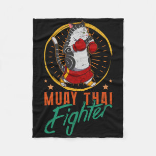Muay Thai Thailand Fist Ring Knee Fighter Techniqu Fleece Blanket