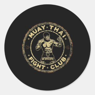 Muay Thai Thailand Kickboxing Mma Fighter Vintage  Classic Round Sticker