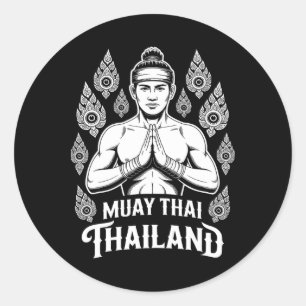 Muay Thai Thailand Vintage Tiger Fighter Training  Classic Round Sticker