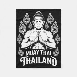Muay Thai Thailand Vintage Tiger Fighter Training Fleece Blanket