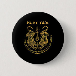 Muay Thai Tiger Sak Yant Spiritual Kickboxing Thai 2 Inch Round Button