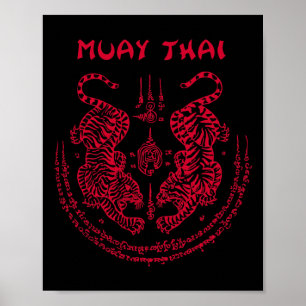 Muay Thai Tiger Sak Yant Spiritual Kickboxing Thai Poster