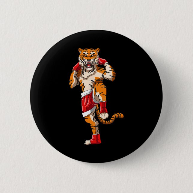 Muay Thai Tiger - Thai Boxing And Kickboxing  2 Inch Round Button (Front)
