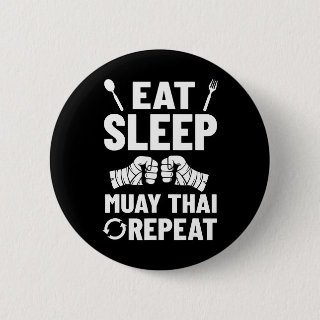 Muay Thai Training Fighter Kickboxing Beginner Box 2 Inch Round Button (Front)