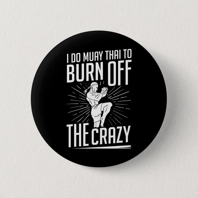 Muay Thai Training Fighter Kickboxing Beginner Box 2 Inch Round Button (Front)