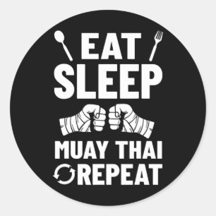 Muay Thai Training Fighter Kickboxing Beginner Box Classic Round Sticker