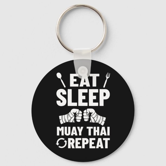 Muay Thai Training Fighter Kickboxing Beginner Box Keychain (Front)