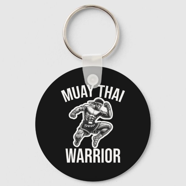 Muay Thai Warrior Boxing Fighting Martial Arts Com Keychain (Front)