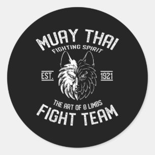 Muay Thai Wolf Fight Team - Nak Muay, Kickboxing G Classic Round Sticker