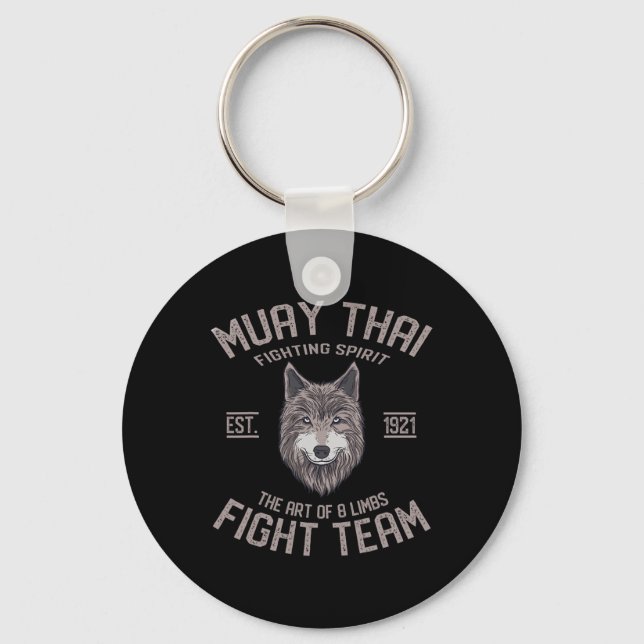 Muay Thai Wolf Thai Boxing Kickboxing  Keychain (Front)