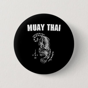 Muay Thailand Sak Yant Art Tattoo Tiger Kickboxing 2 Inch Round Button