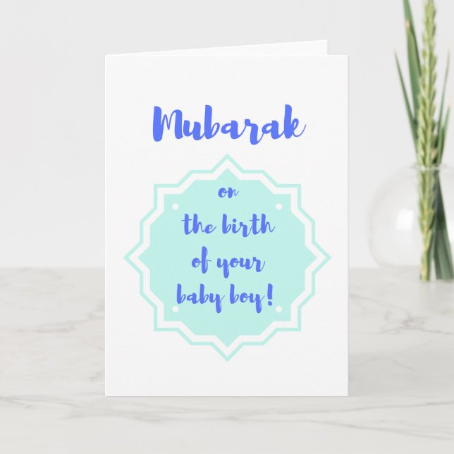 Mubarak on the Birth of Your Baby Boy! -Card Card (Front)
