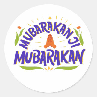 Mubarakan Desi wedding celebration playful Classic Round Sticker