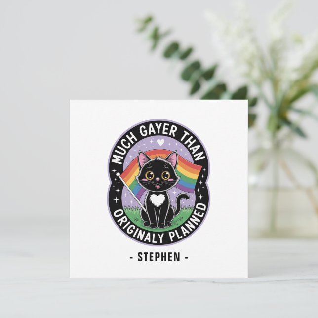 Much Gayer – Funny Cute Black Cat LGBTQ Pride (Standing Front)
