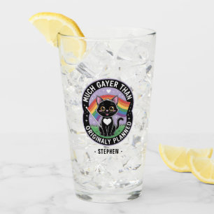 Much Gayer – Funny Cute Black Cat LGBTQ Pride Glass