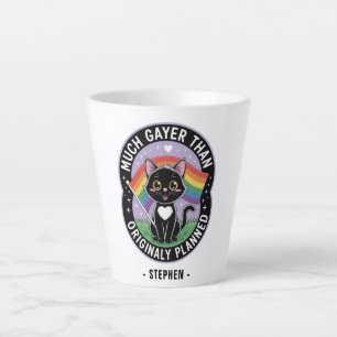 Much Gayer – Funny Cute Black Cat LGBTQ Pride Latte Mug