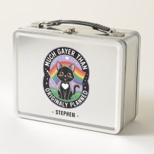 Much Gayer – Funny Cute Black Cat LGBTQ Pride Metal Lunch Box