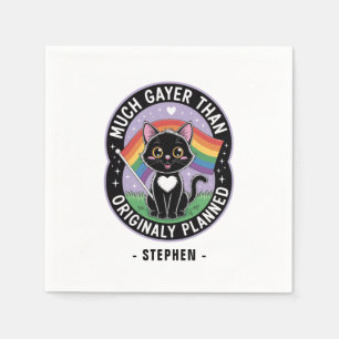 Much Gayer – Funny Cute Black Cat LGBTQ Pride Napkin
