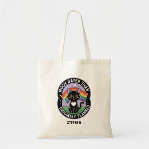 Much Gayer – Funny Cute Black Cat LGBTQ Pride Tote Bag