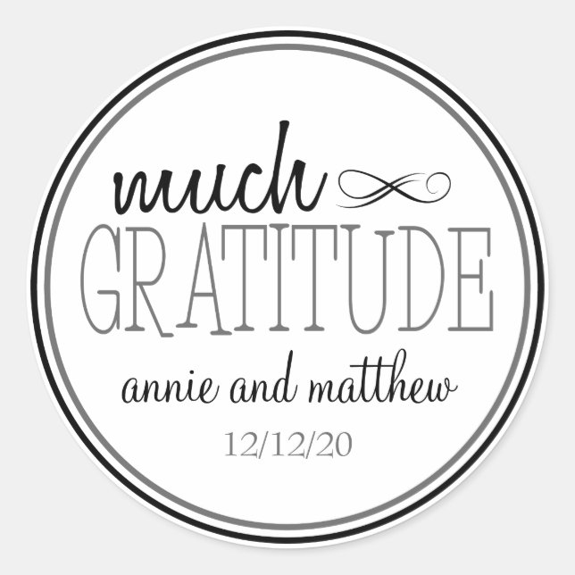 Much Gratitude Labels (Black / Grey) (Front)