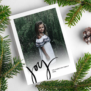 Much Joy Holiday Photo Christmas Floral Botanicals Card