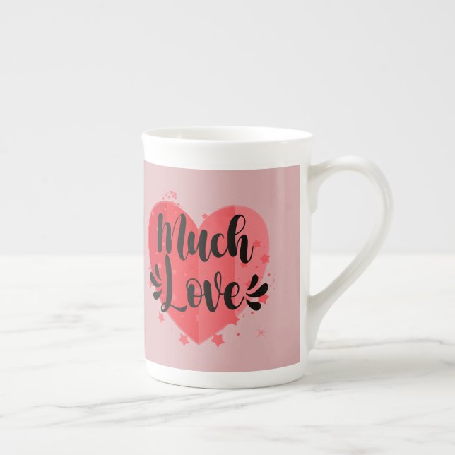 Much Love, Big Heart Bone China Mug (Right)