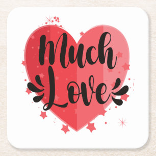 Much Love, Big Heart Square Paper Coaster