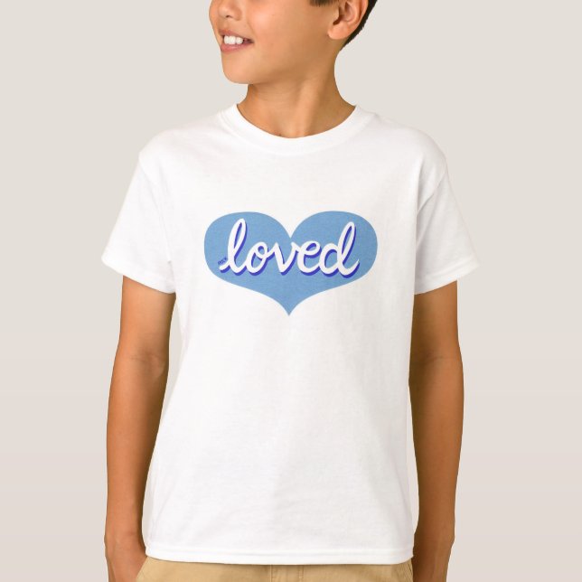 MUCH LOVED - Adored - Blue love heart T-Shirt (Front)