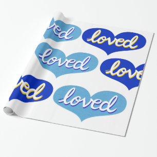 MUCH LOVED - Adored - Blue love hearts Wrapping Paper
