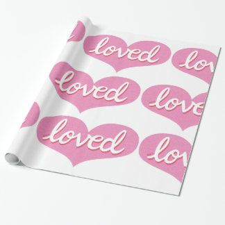 MUCH LOVED- Adored - Pink love hearts Wrapping Paper