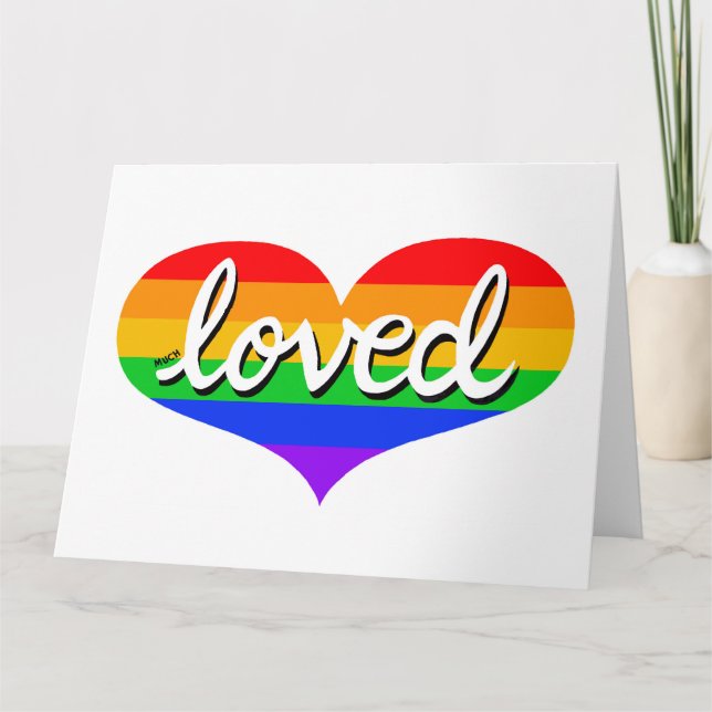 Much loved - Adored - Rainbow love heart Card (Front)