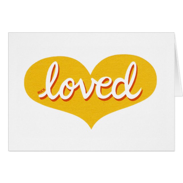 MUCH LOVED - Adored - yellow love heart - (Front Horizontal)