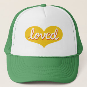 MUCH LOVED - Adored - Yellow love heart Trucker Hat
