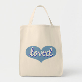 Much Loved - Blue love heart - Tote Bag